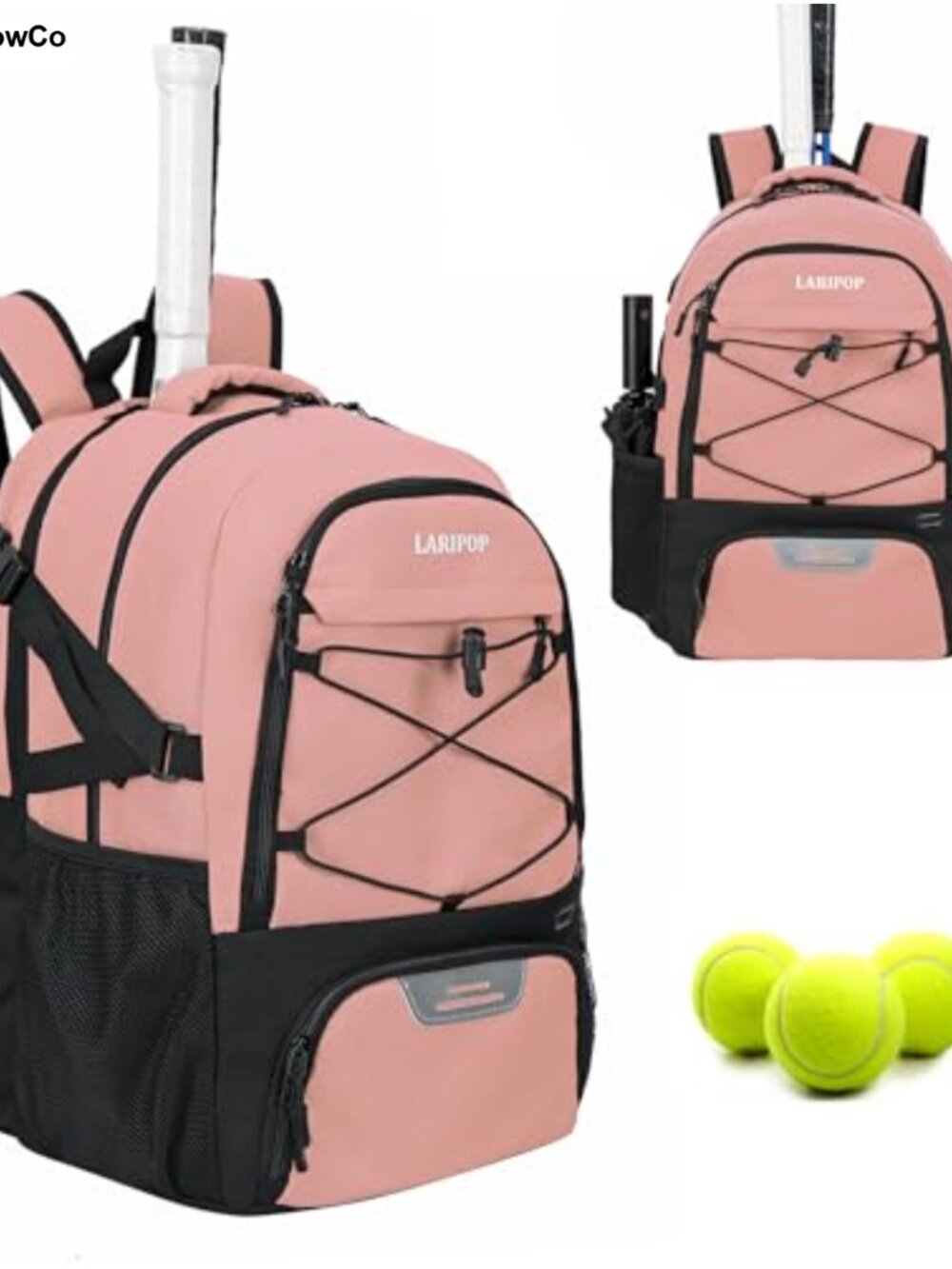 Tennis Backpack for Men Women 2 Rackets Separate Shoe Compartment Polyester